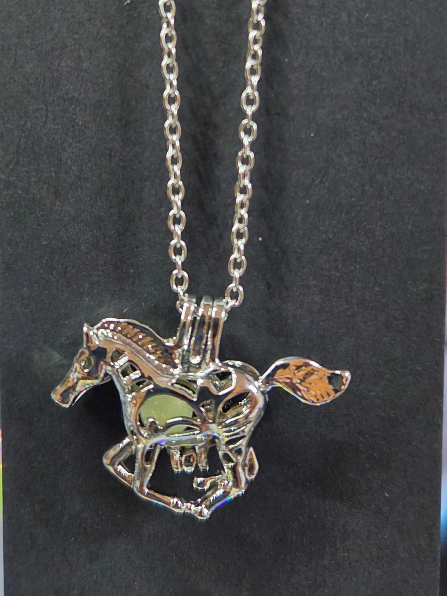 Horse Pendant with Glow in the Dark Bead