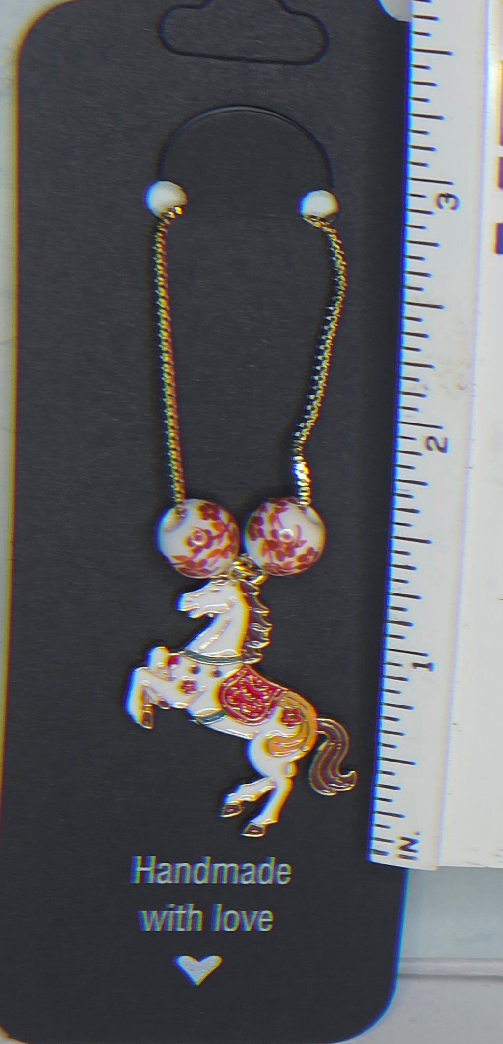 Enamel Horse Pendant with Ceramic Beads
