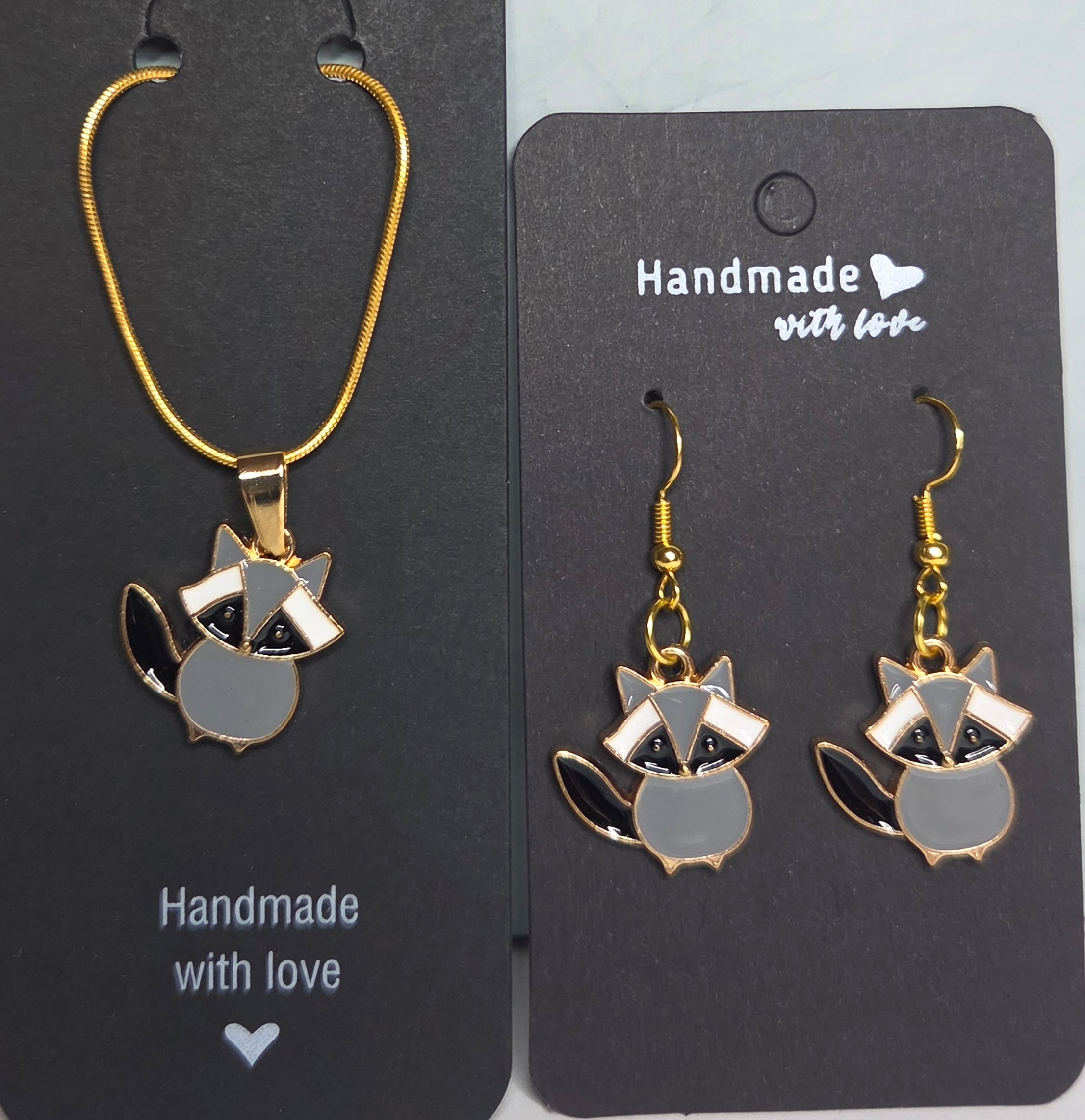 Raccoon Enamel Pendant (see matching earrings)