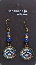Raccoon drop earrings with beads
