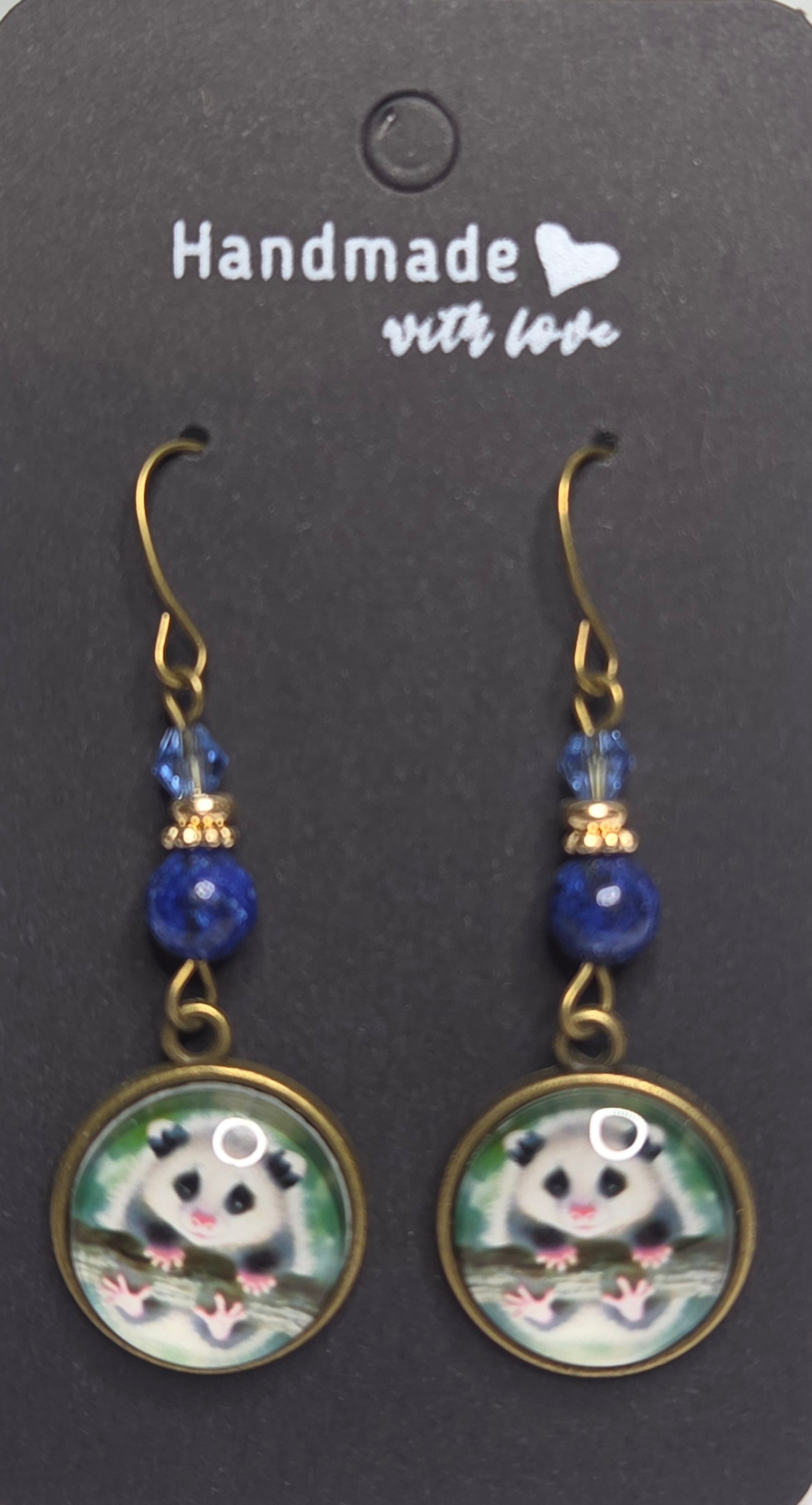 Opossum drop earrings with beads