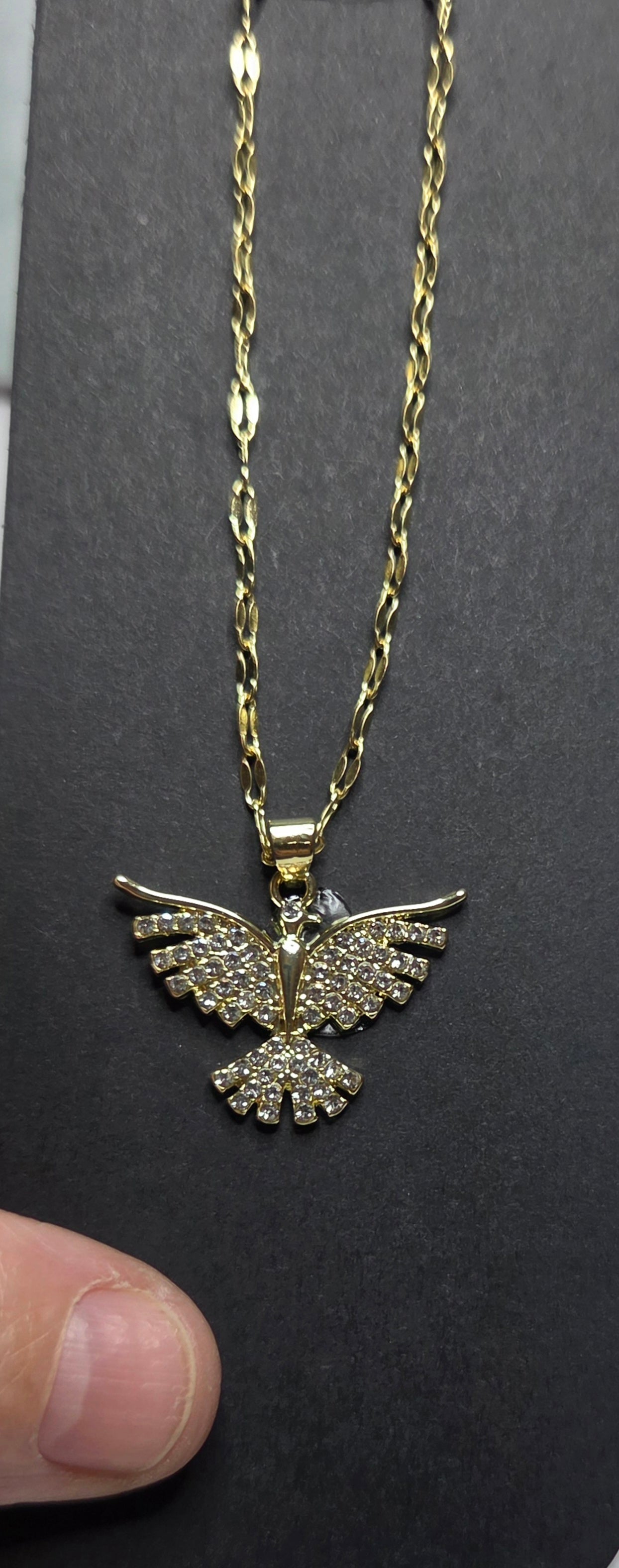 Phoenix Rising Gold and CZ necklace
