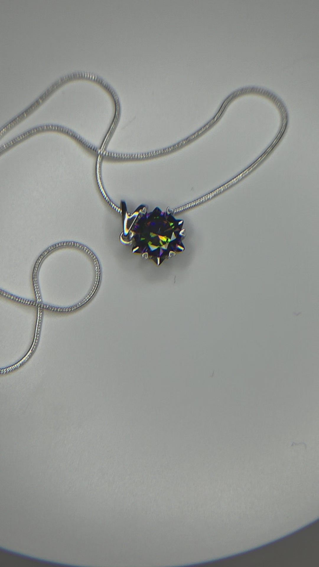 Synthetic rainbow colored moissanite pendant