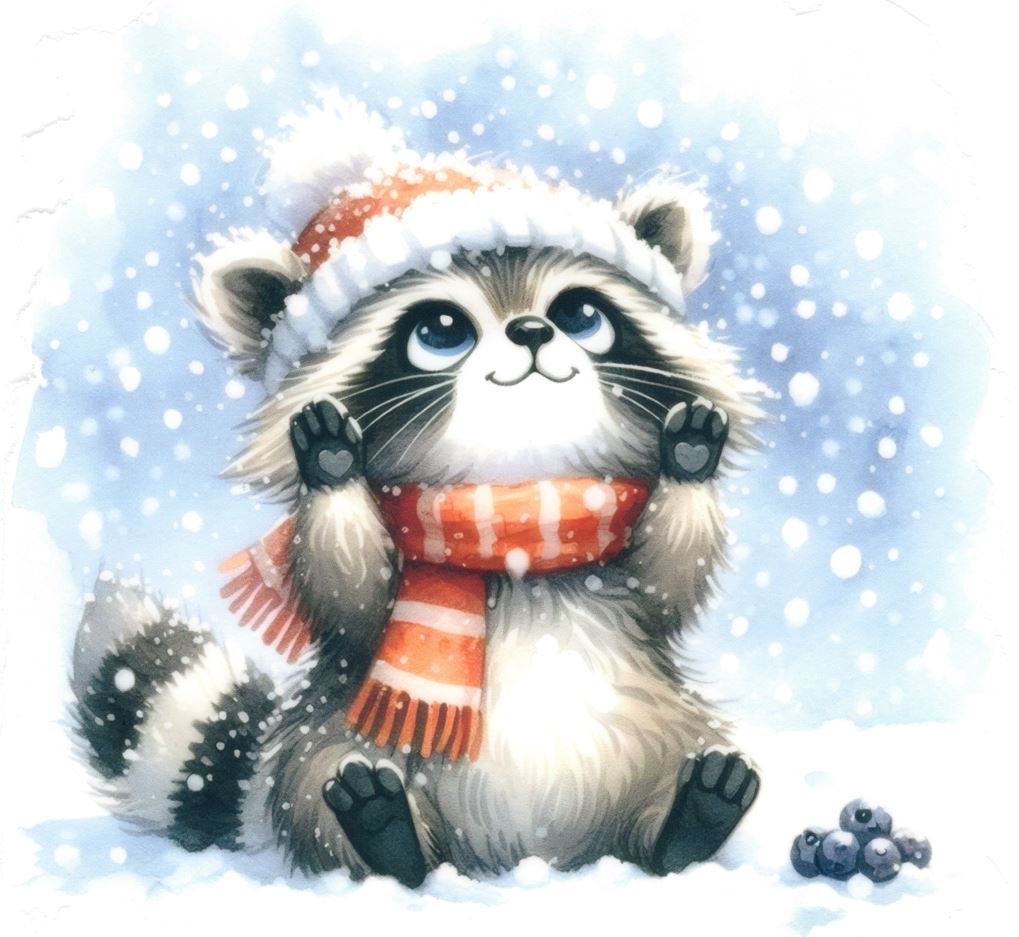 Baby Raccoon in Snow #1